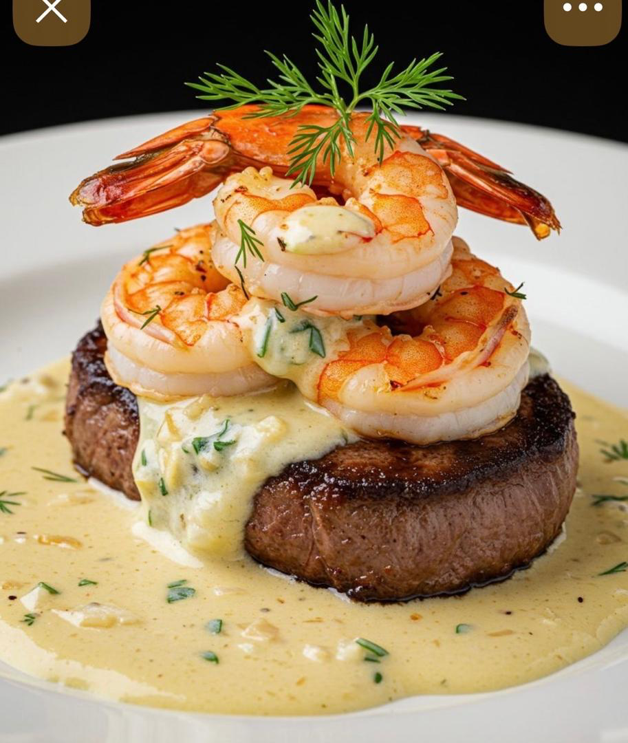 Steak aux crevettes